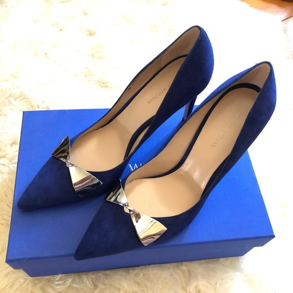 NIB Stuart Weitzman Stanton 90 Sapphire Suede Pump